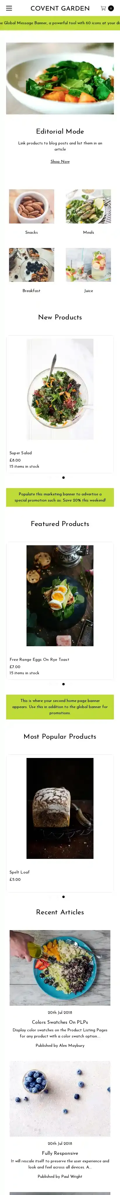 Covent Garden Calm home page on mobile