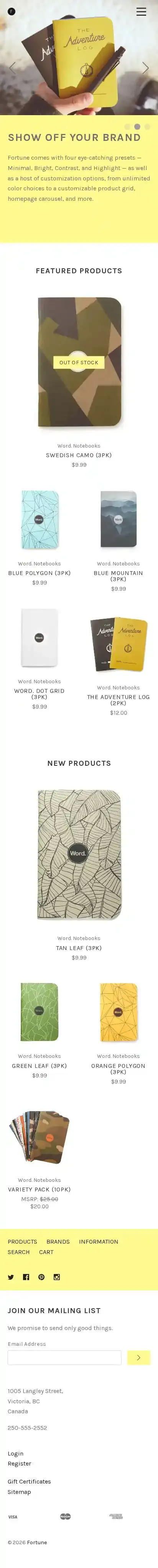 Fortune Highlight home page on mobile