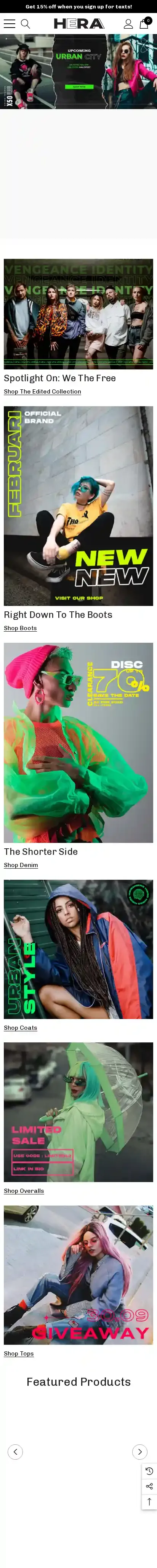 Hera Bold home page on mobile