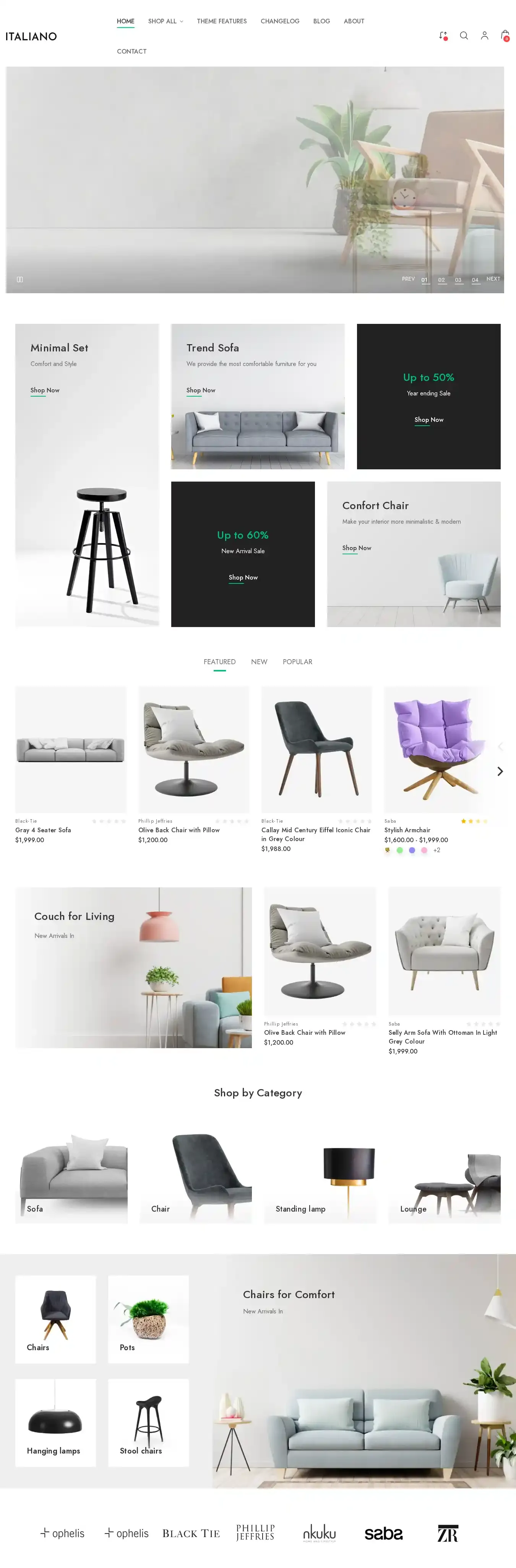 Italiano Decor home page on desktop