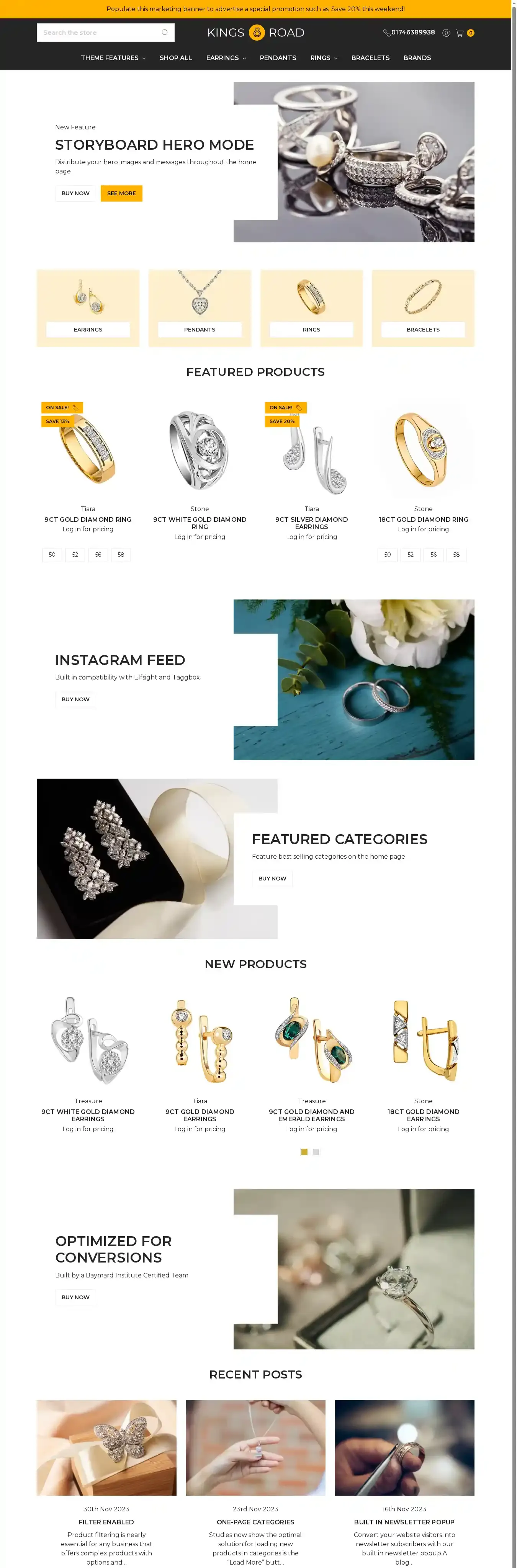 Kings Road Bijou home page on desktop