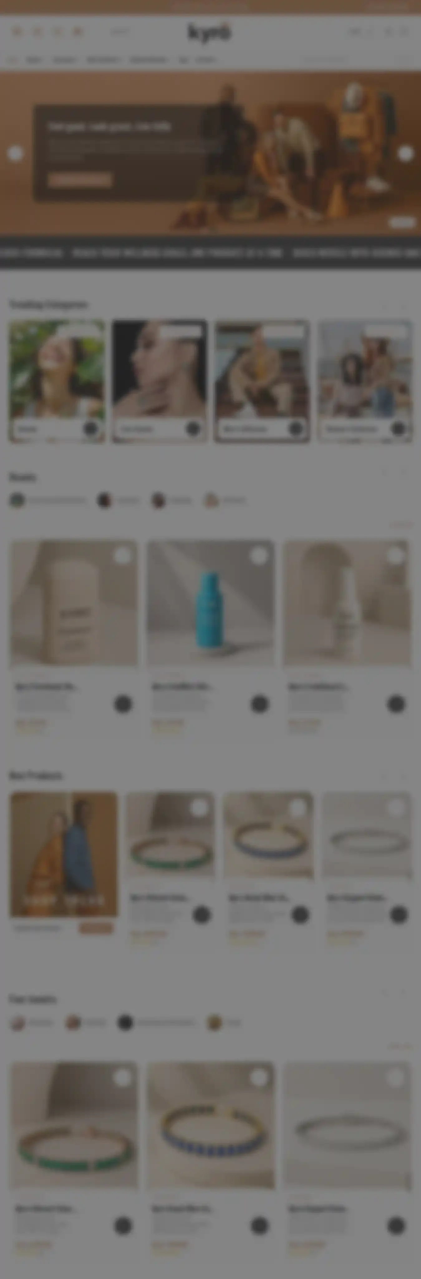 Kyro Fashion home page on desktop