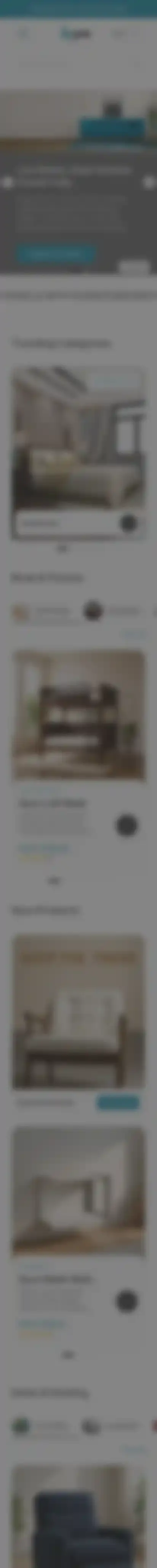 Kyro Furniture home page on mobile