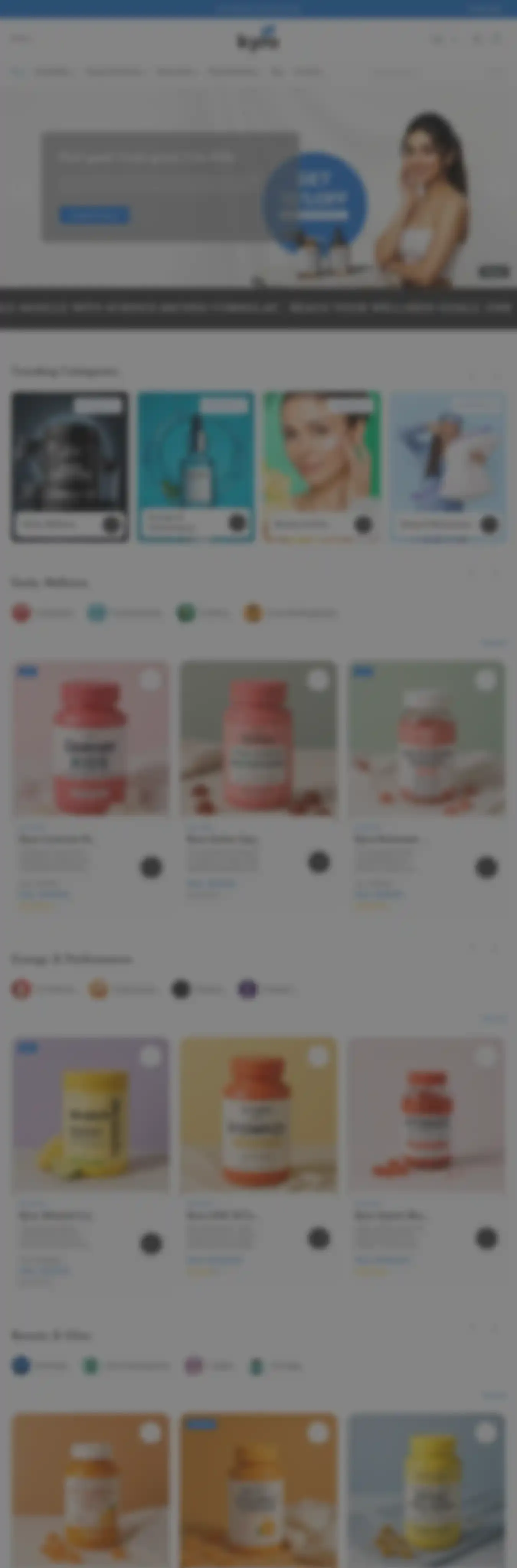 Kyro Skin home page on desktop