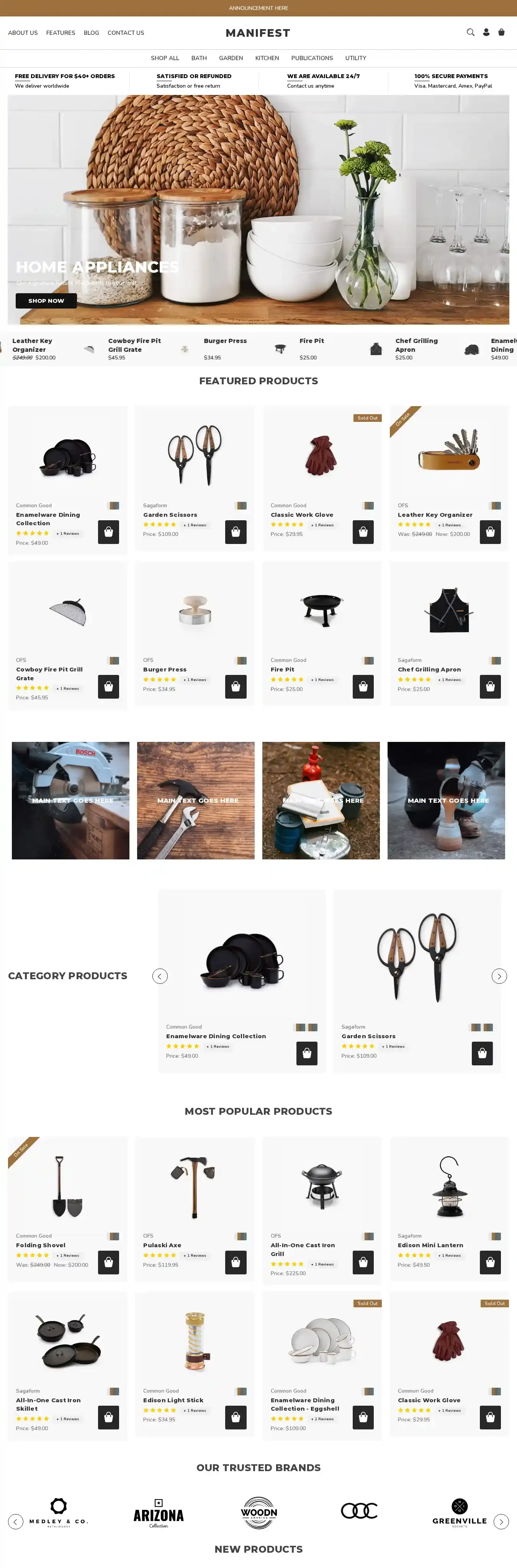 Manifest Home home page on desktop