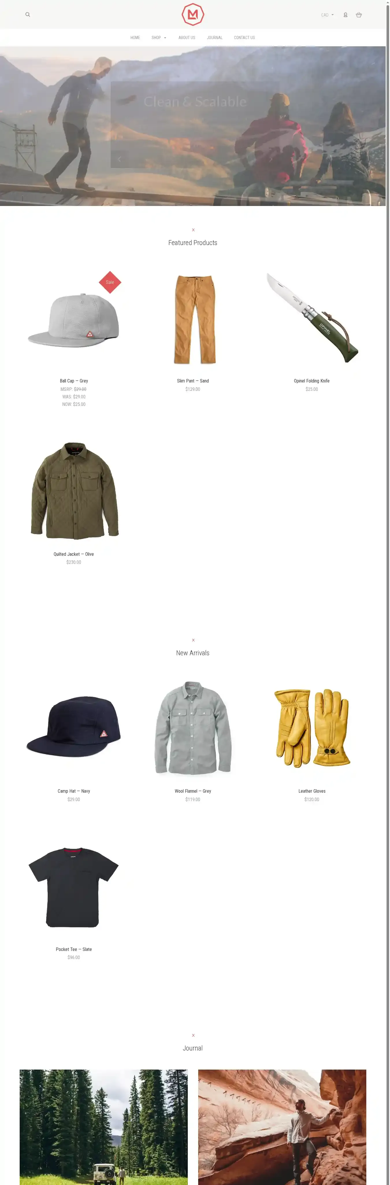 Merchant Light home page on desktop