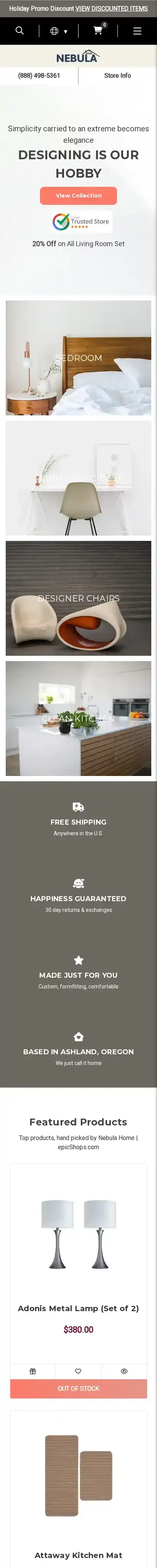 Nebula Home home page on mobile