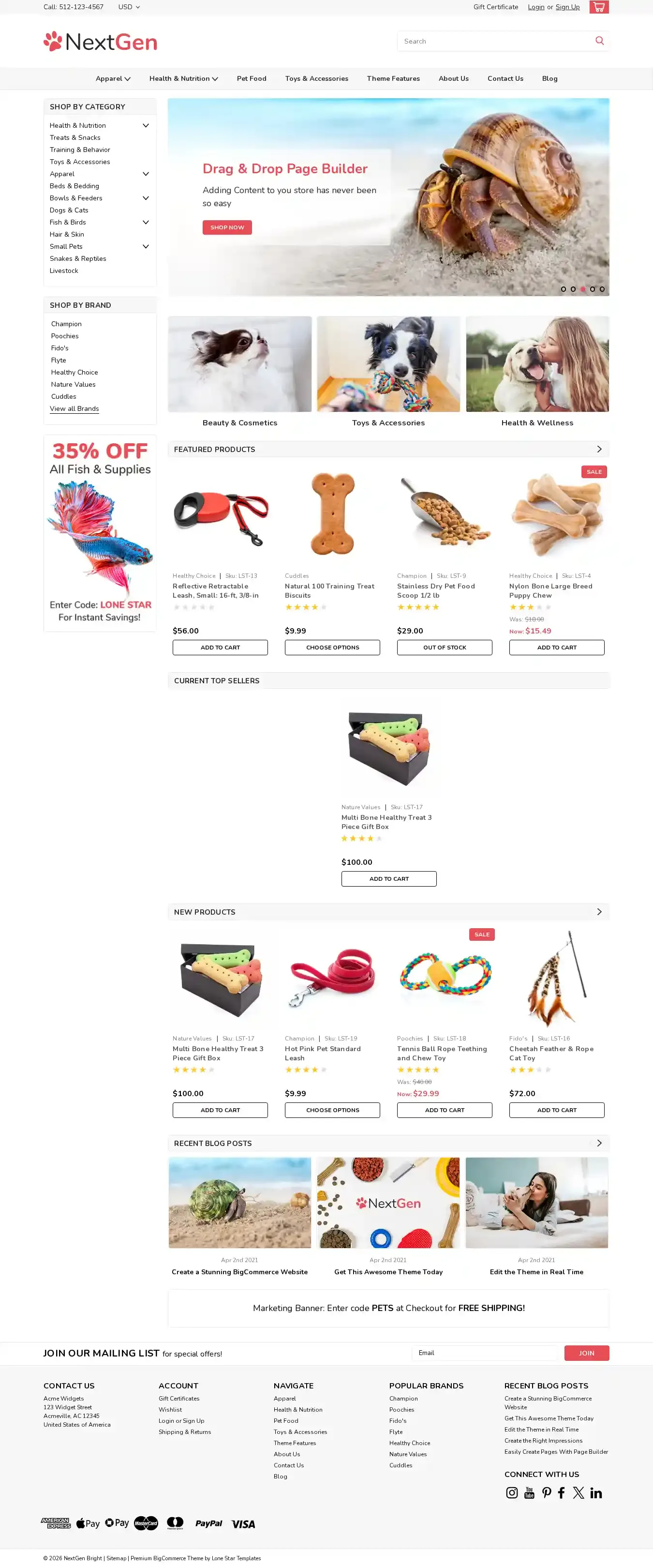 NextGen Bright home page on desktop