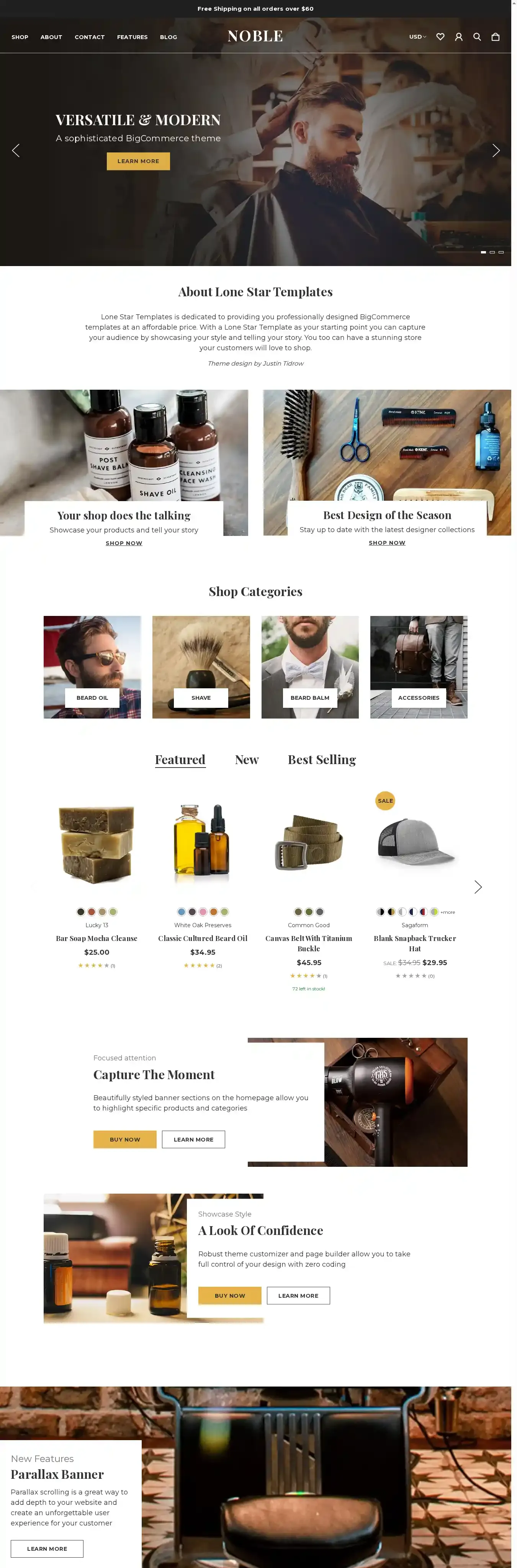 Noble Vintage home page on desktop