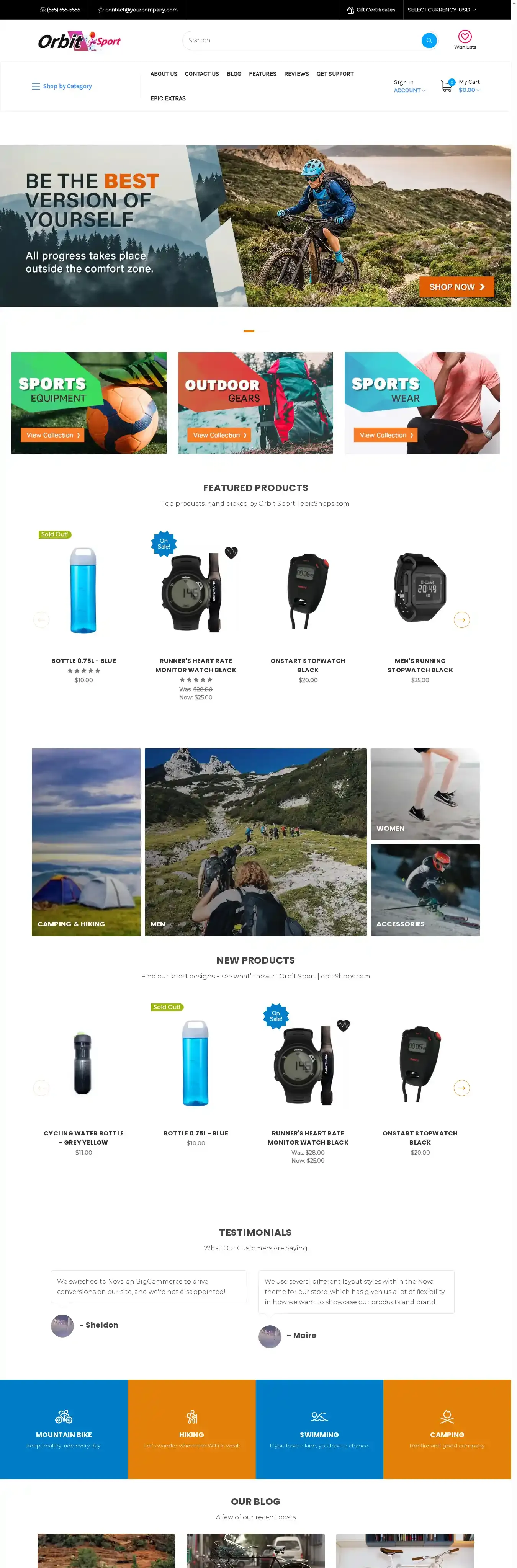 Orbit Bright home page on desktop