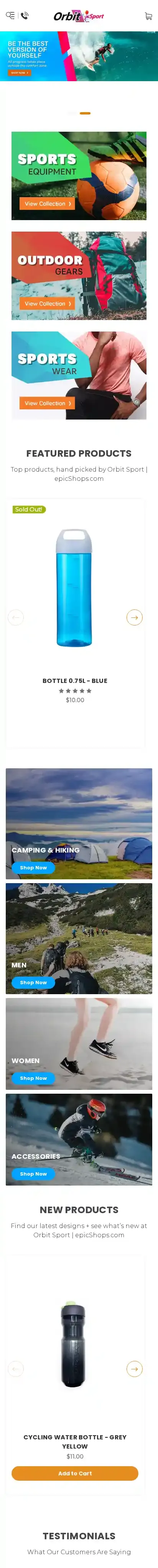 Orbit Bright home page on mobile