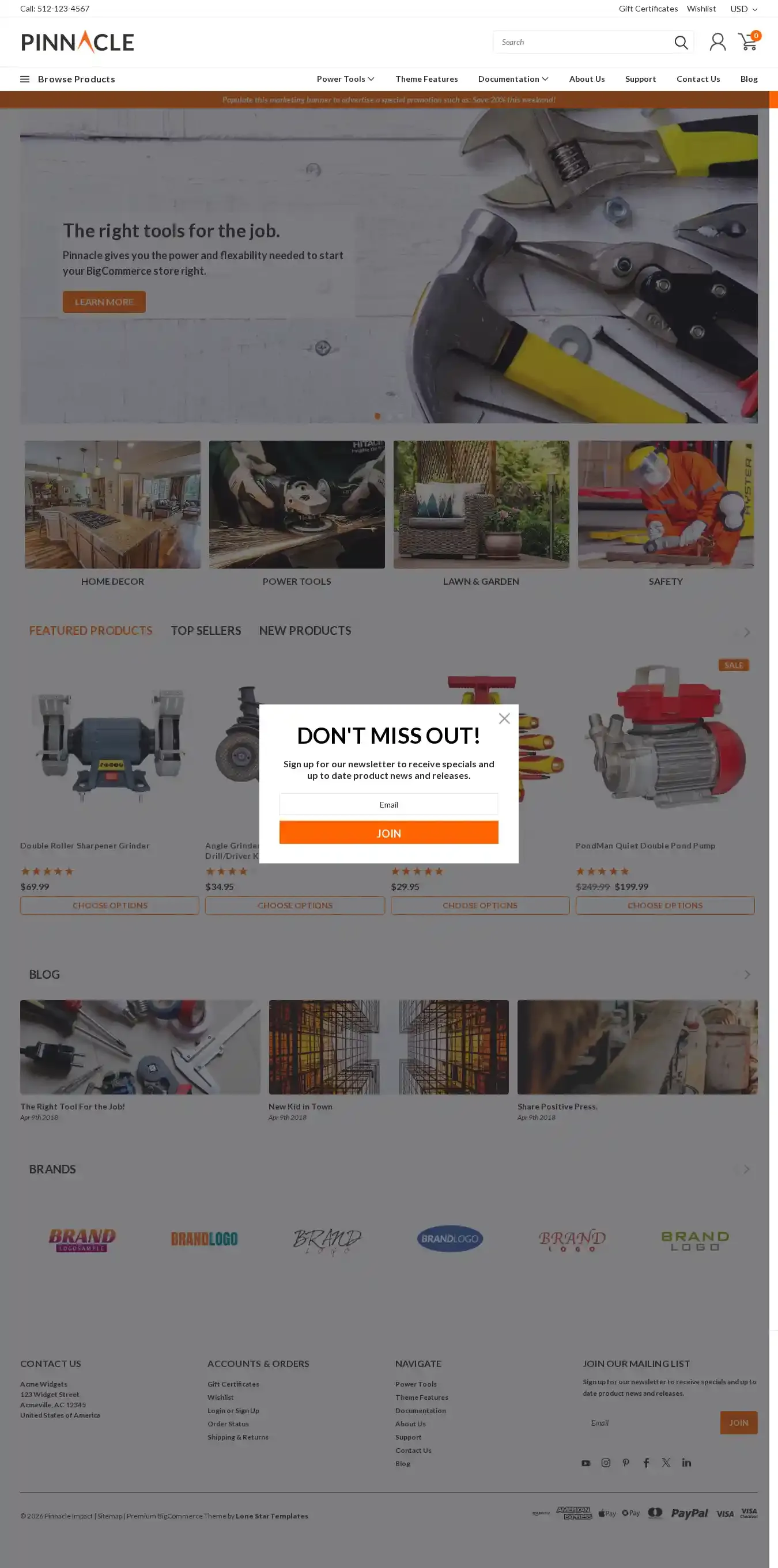 Pinnacle Impact home page on desktop