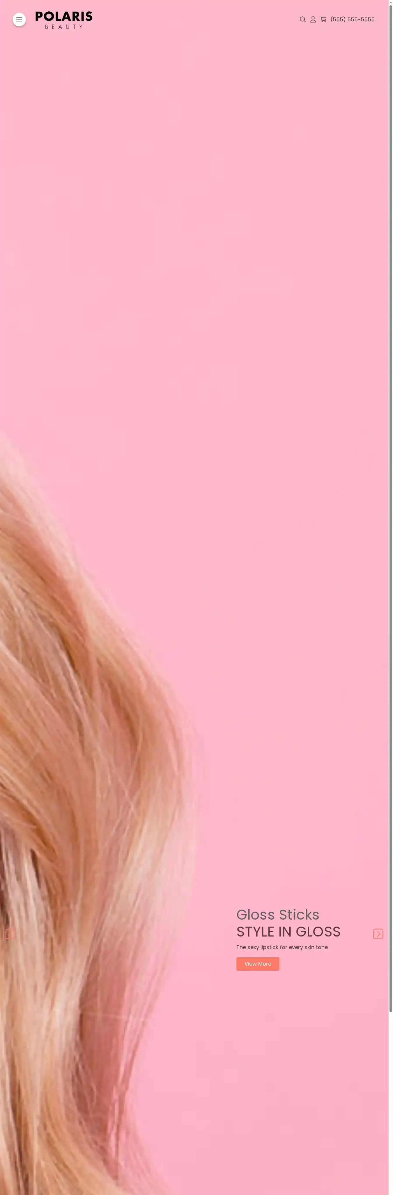 Polaris Beauty home page on desktop