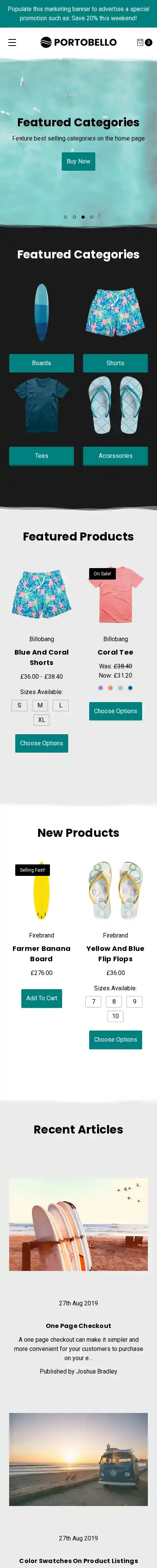 Portobello Crest home page on mobile