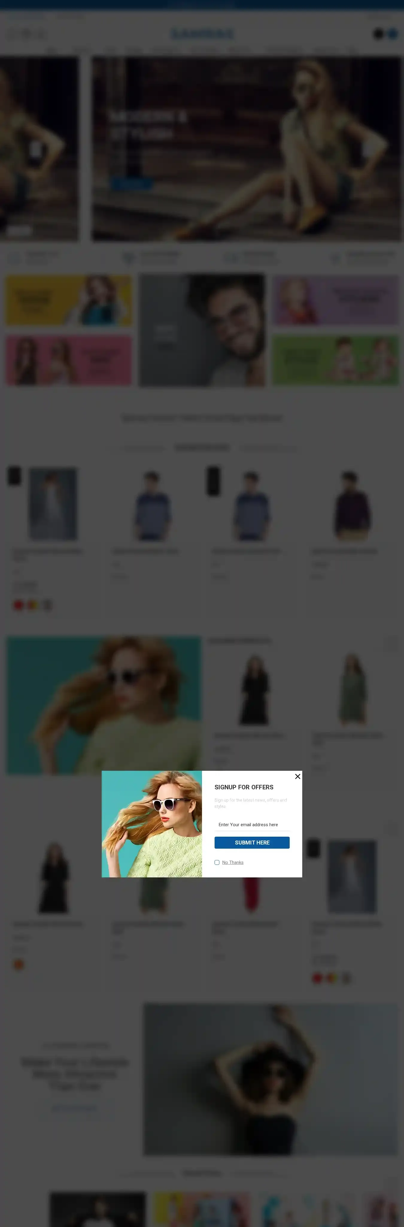 Samras Fashion home page on desktop