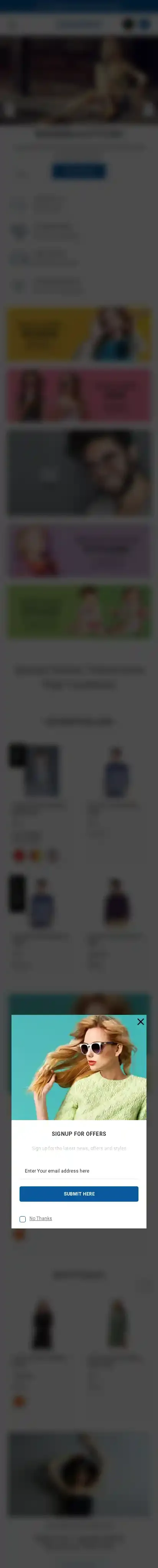 Samras Fashion home page on mobile