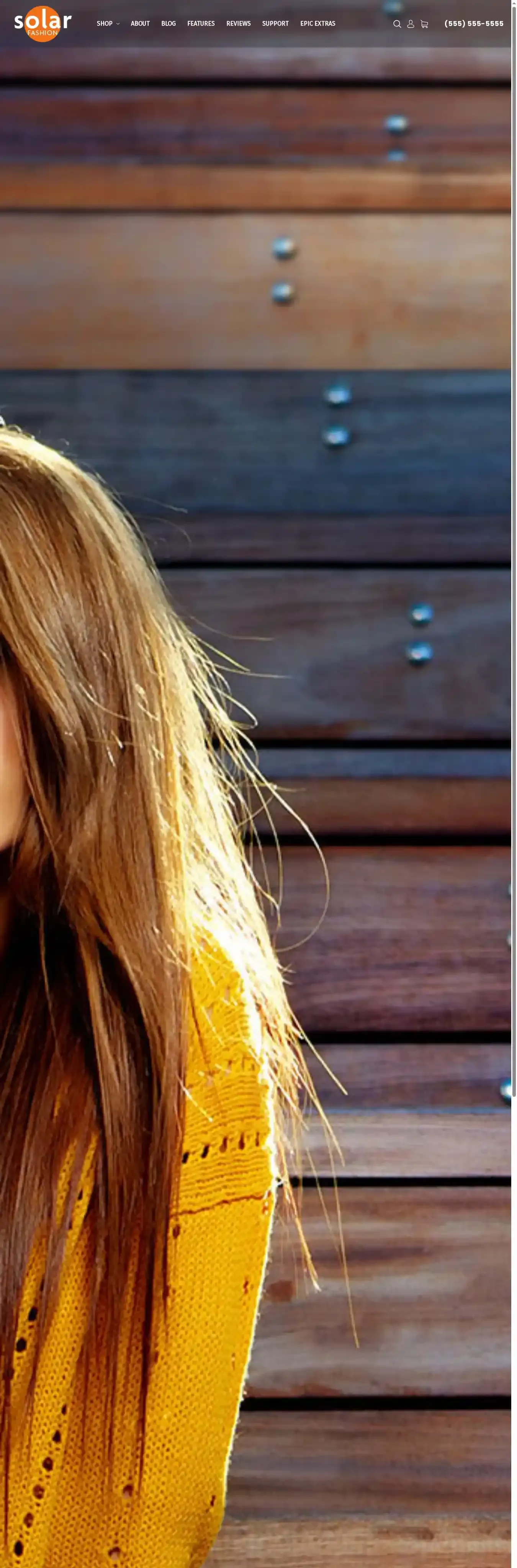 Solar Fashion home page on desktop