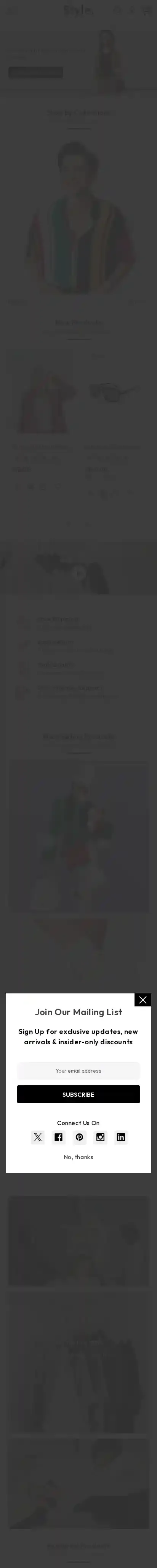 Style Fashion home page on mobile