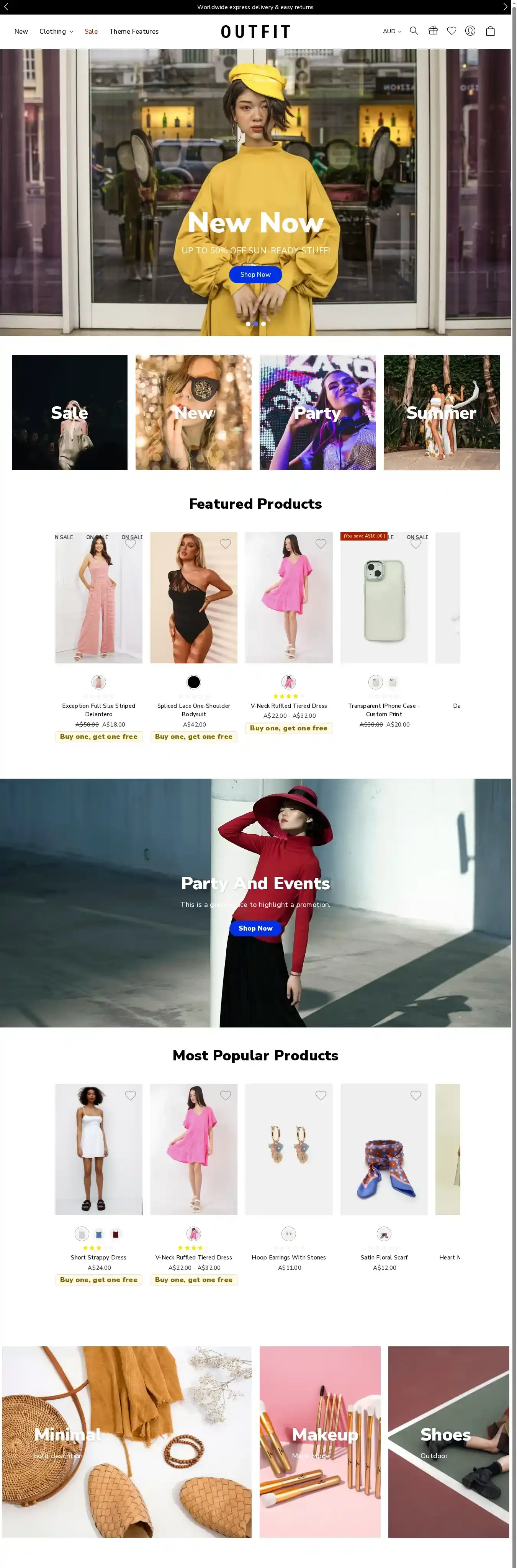 SUMNIMA OUTFIT home page on desktop