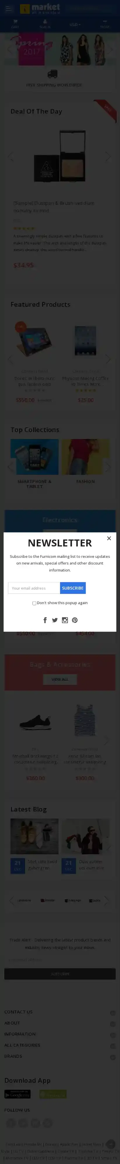 iMarket home page on mobile