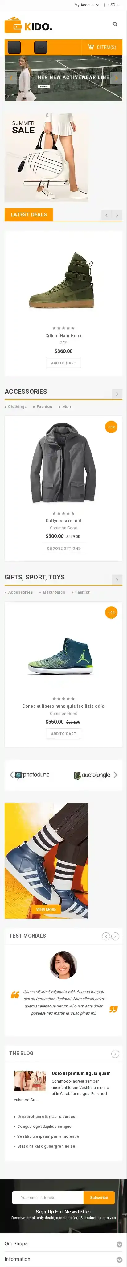 Kido home page on mobile