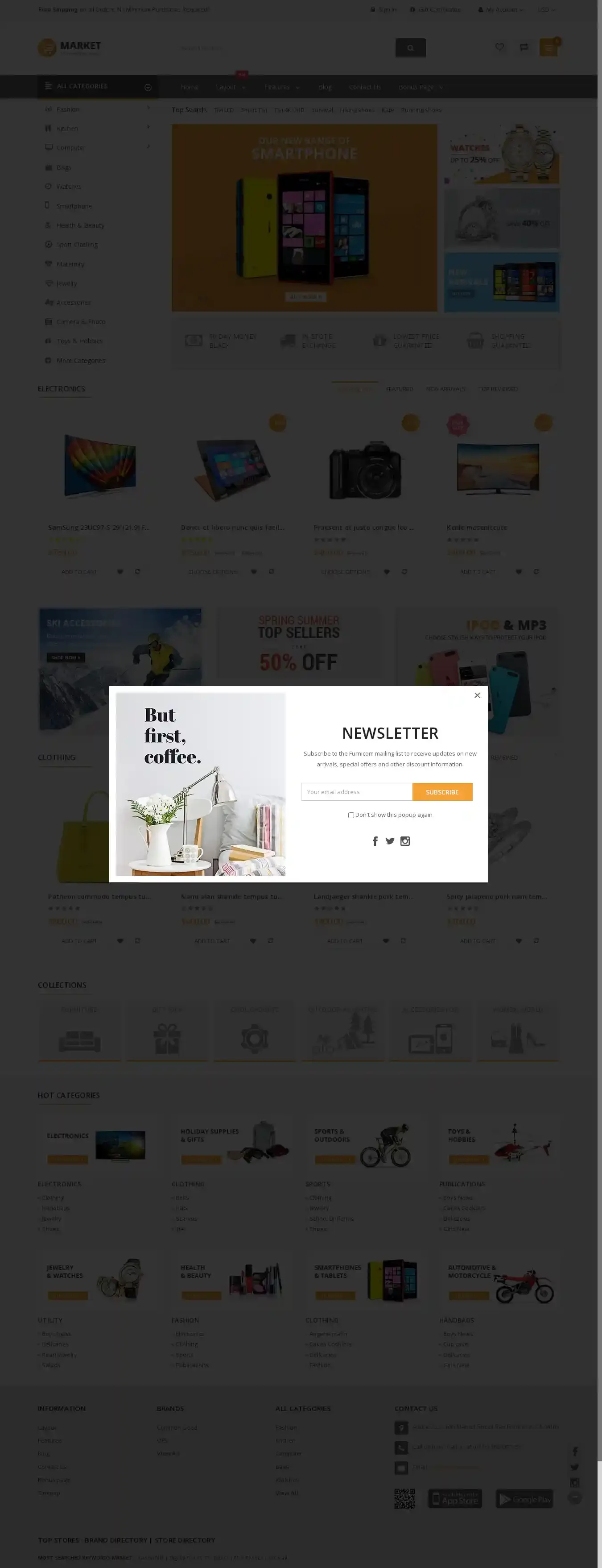 Market home page on desktop