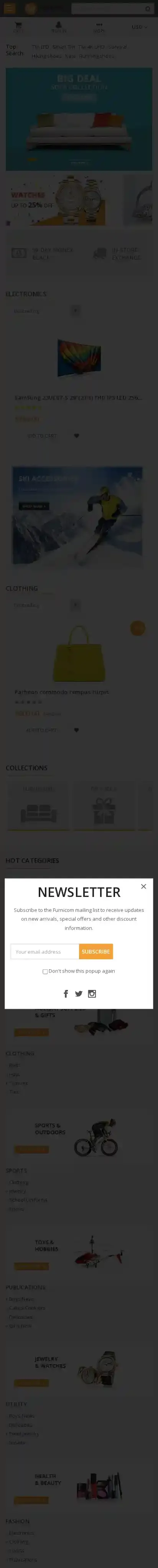 Market home page on mobile