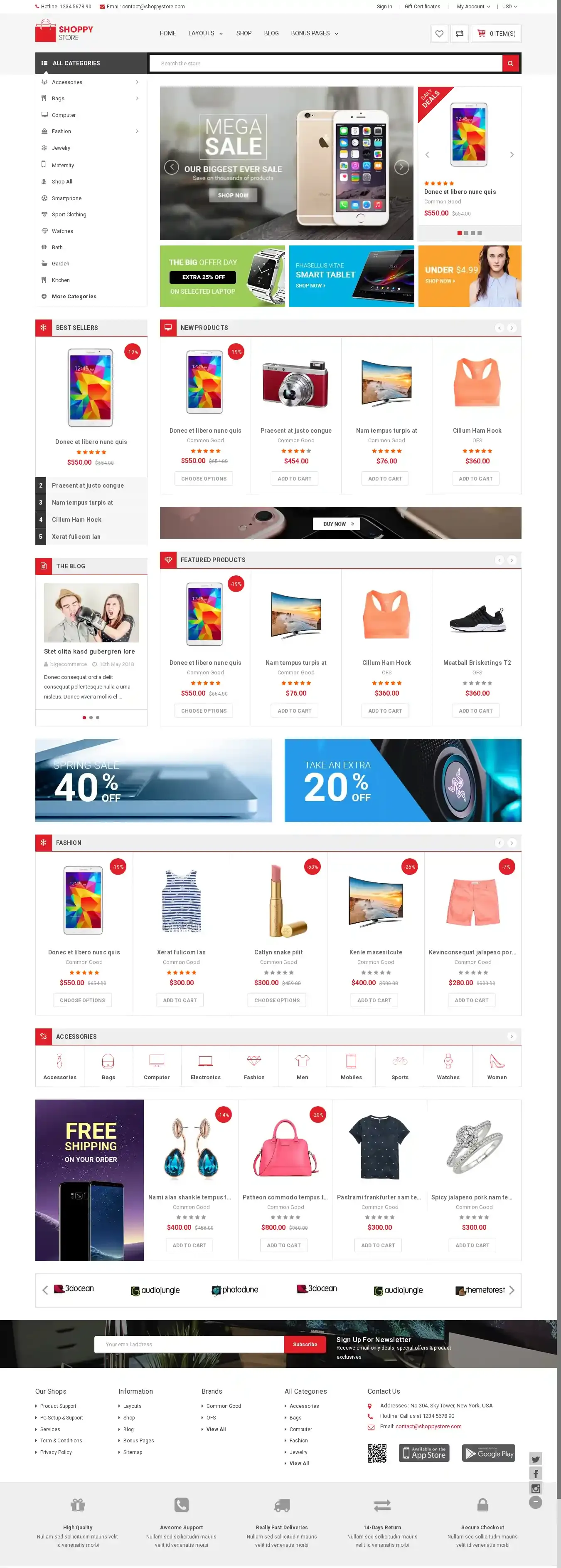 ShoppyStore home page on desktop