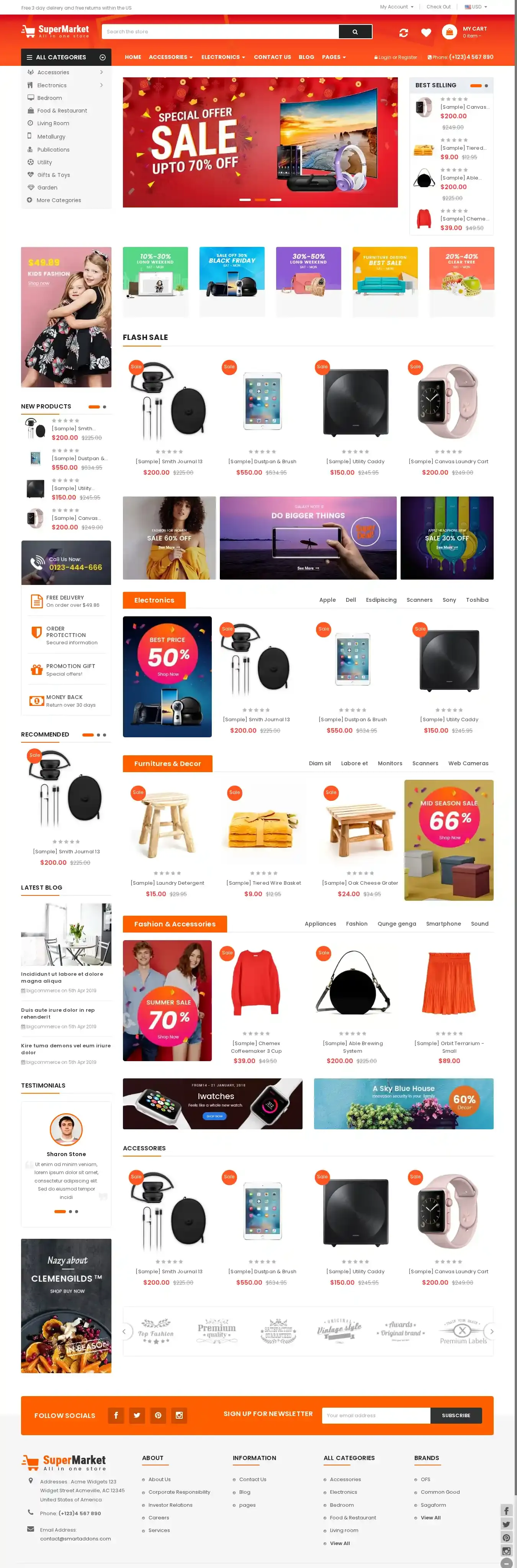 SuperMarket home page on desktop