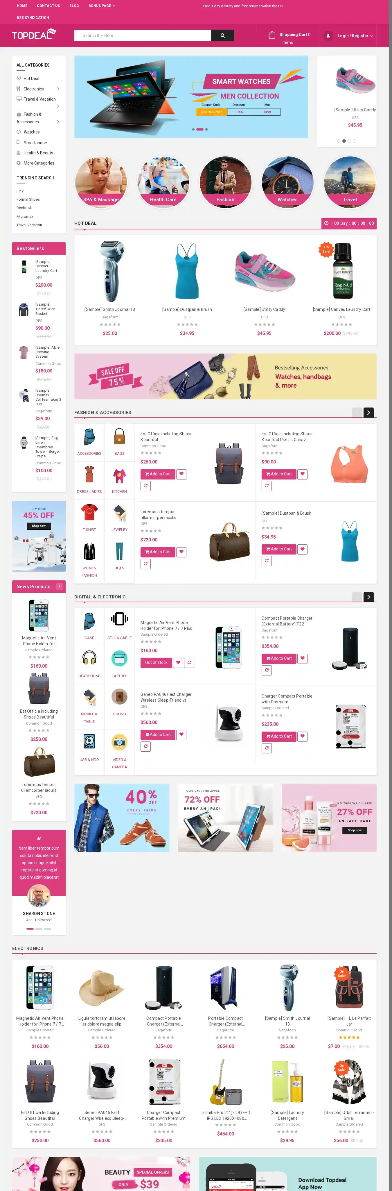 TopDeal home page on desktop