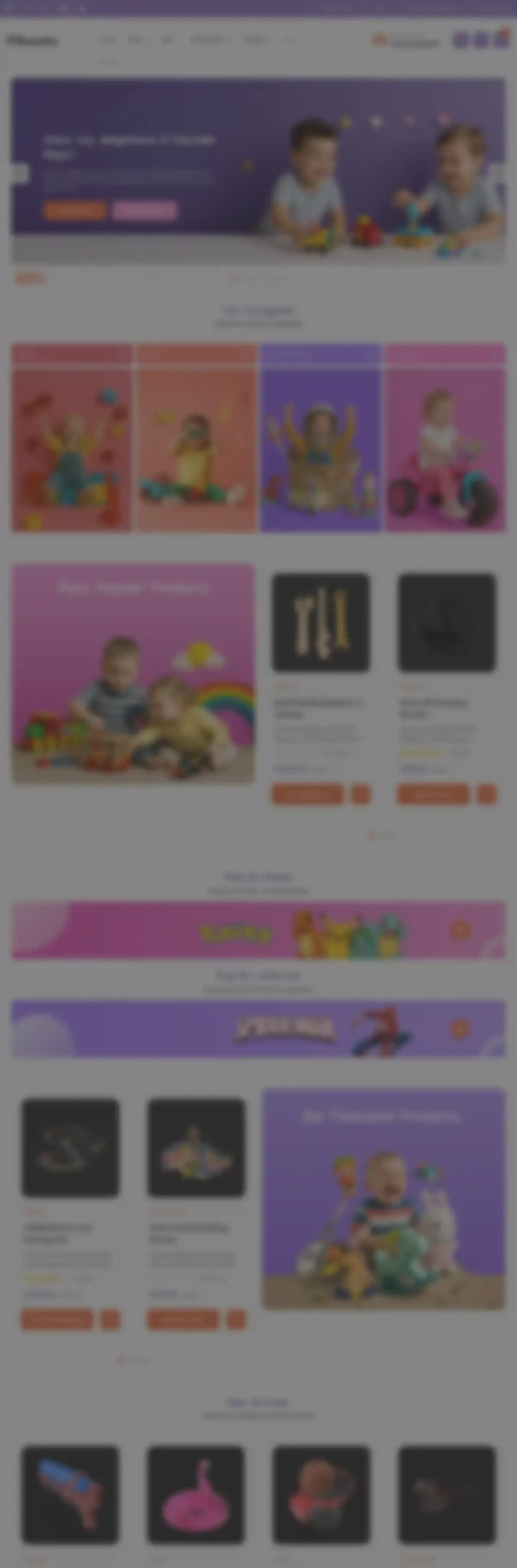 Vibrante Toys home page on desktop