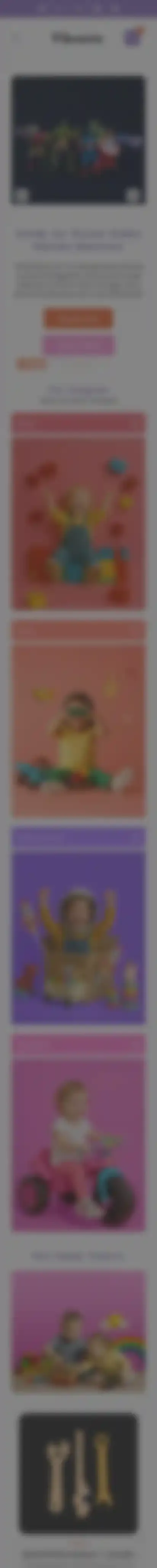 Vibrante Toys home page on mobile