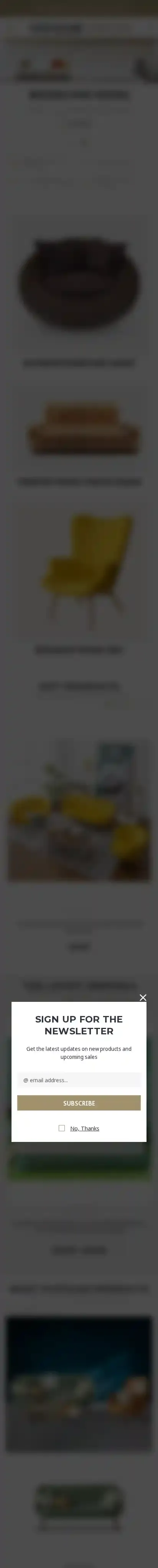 Vogue Furniture home page on mobile