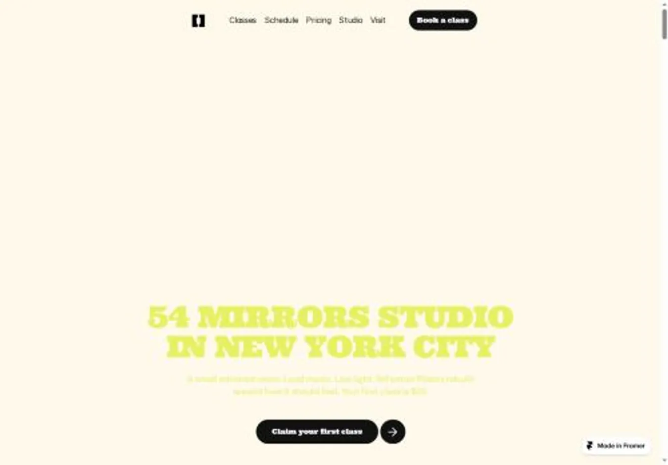 54 Mirrors home page on desktop