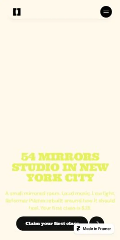 54 Mirrors home page on mobile
