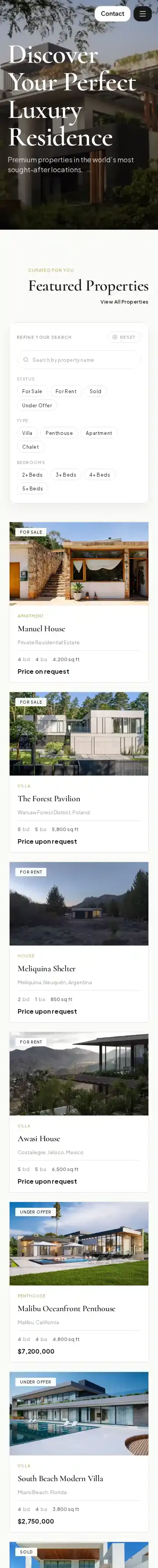 Able Luxury home page on mobile