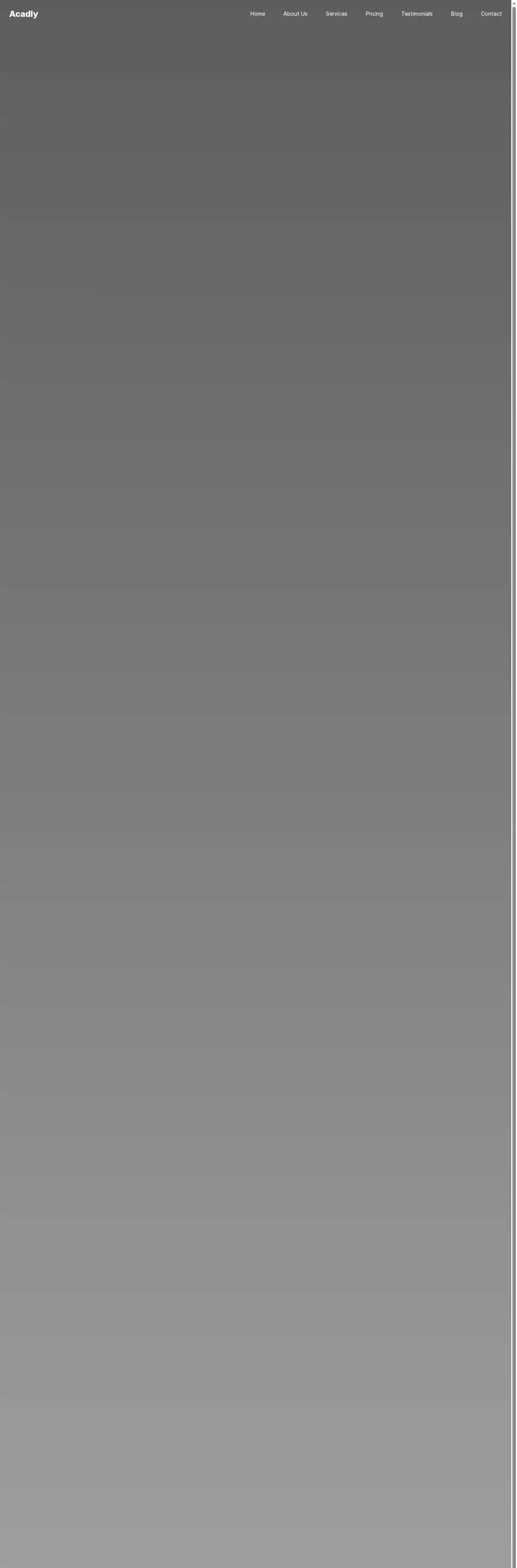 Acadly home page on desktop