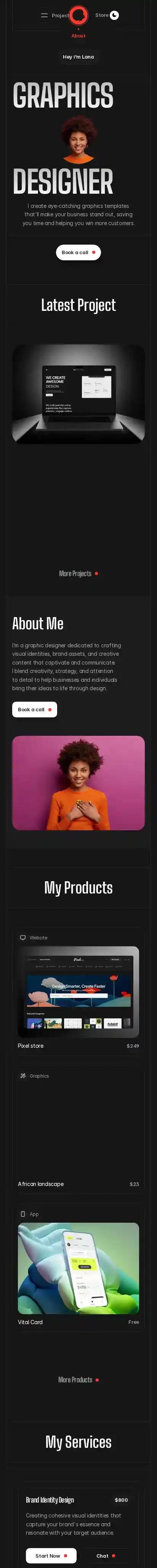 Lana home page on mobile