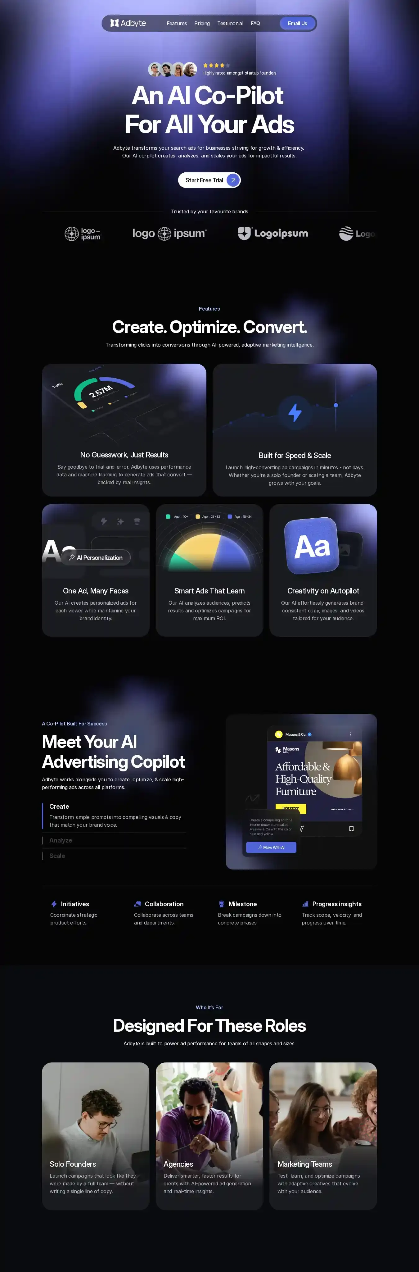 Adbyte home page on desktop