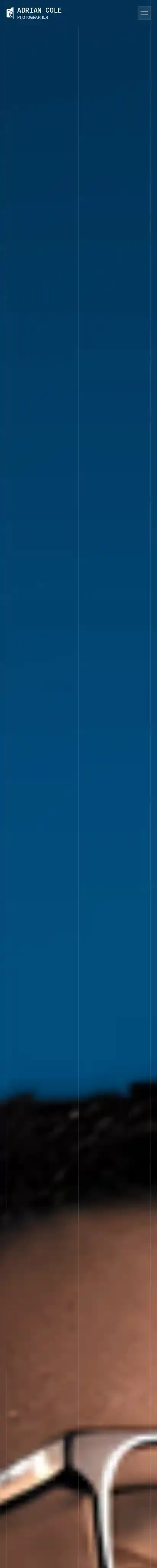 Adrian Cole home page on mobile