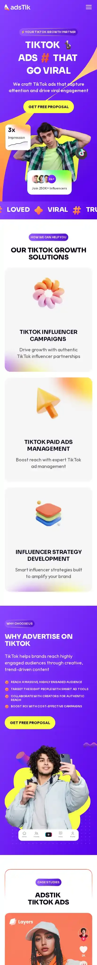 Adstik home page on mobile