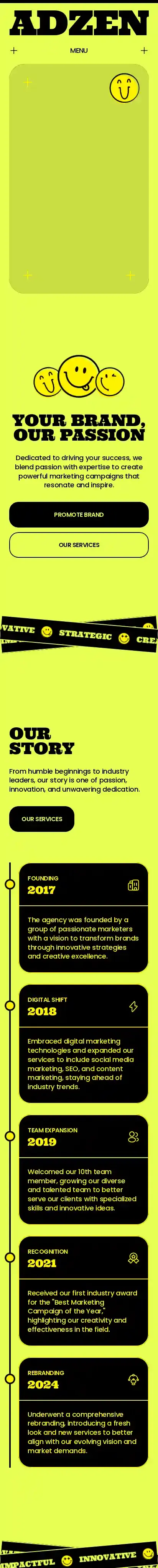 ADZEN home page on mobile