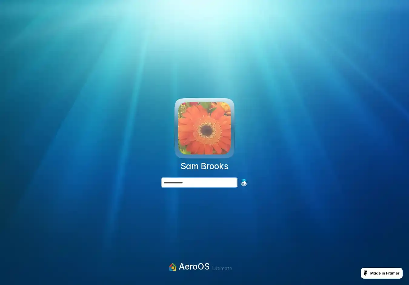 AeroOS home page on desktop