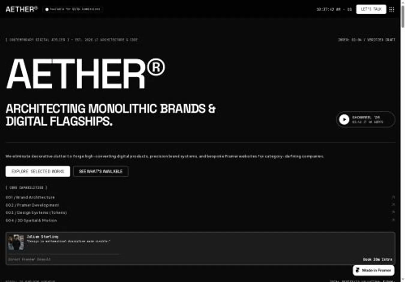 AETHER® Pro home page on desktop