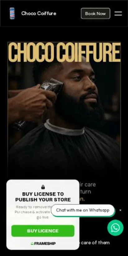 AfroBarbershop home page on mobile