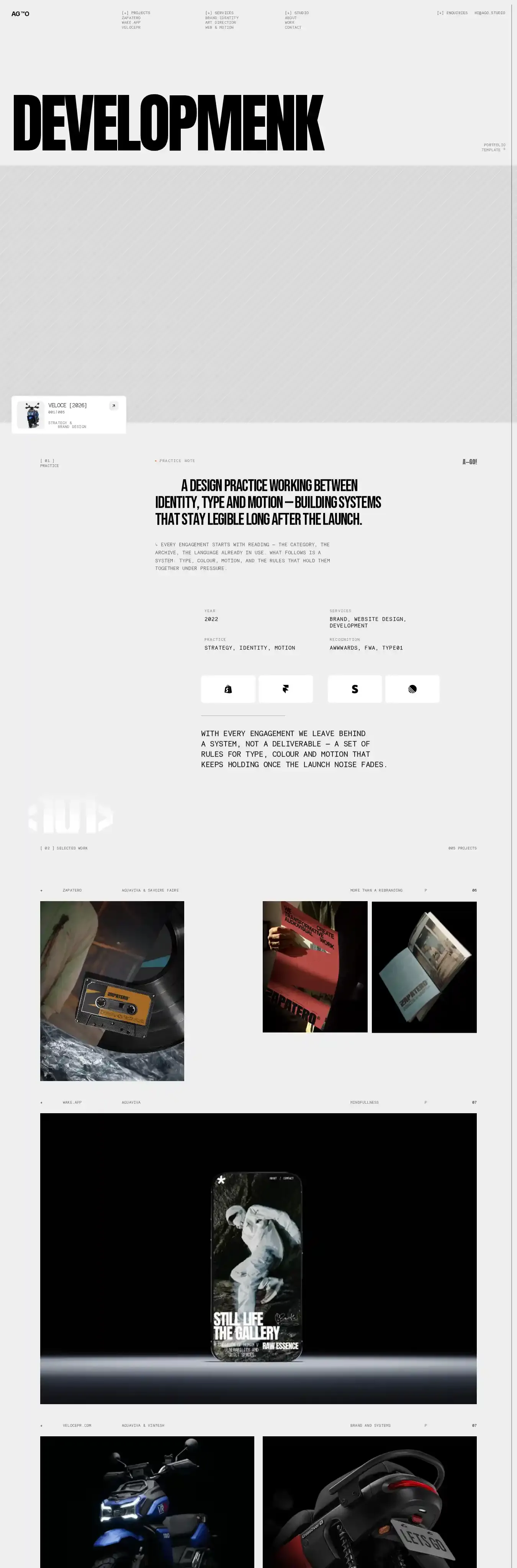AG-O home page on desktop
