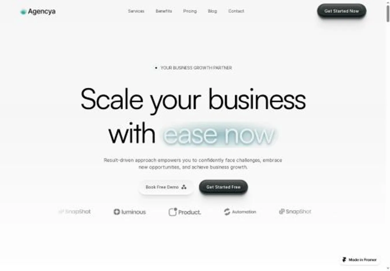 Agencya home page on desktop
