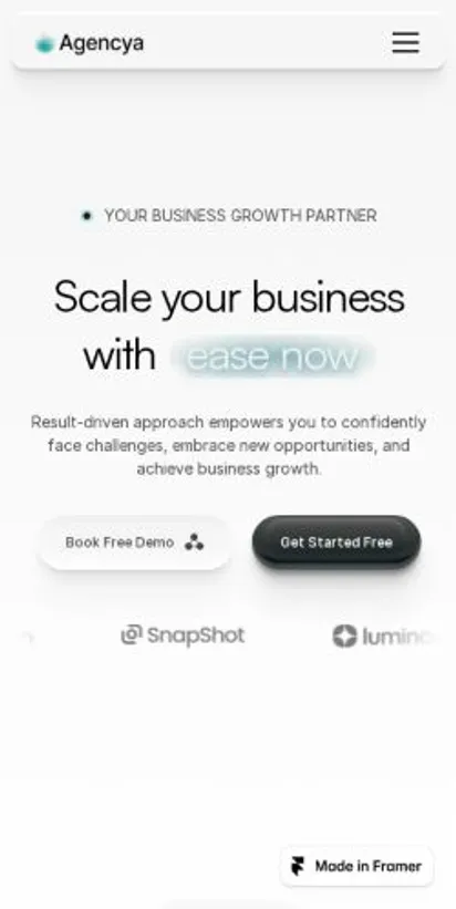 Agencya home page on mobile