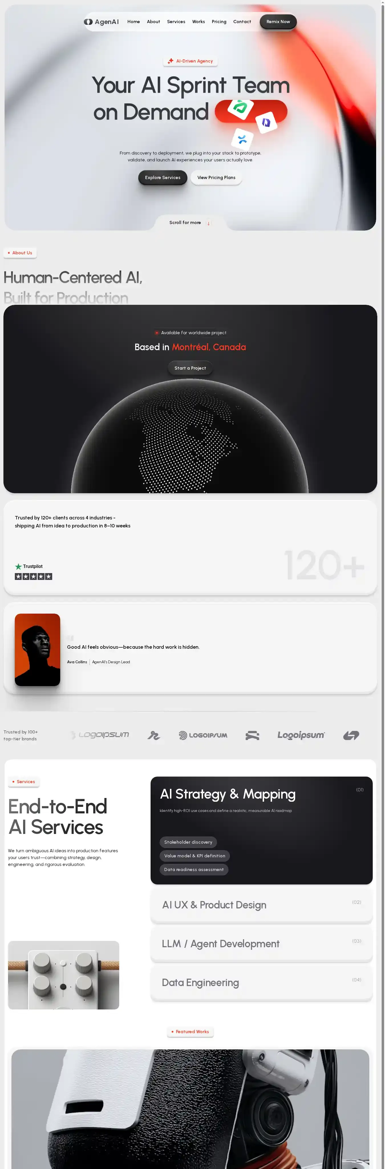 AgencyAI home page on desktop