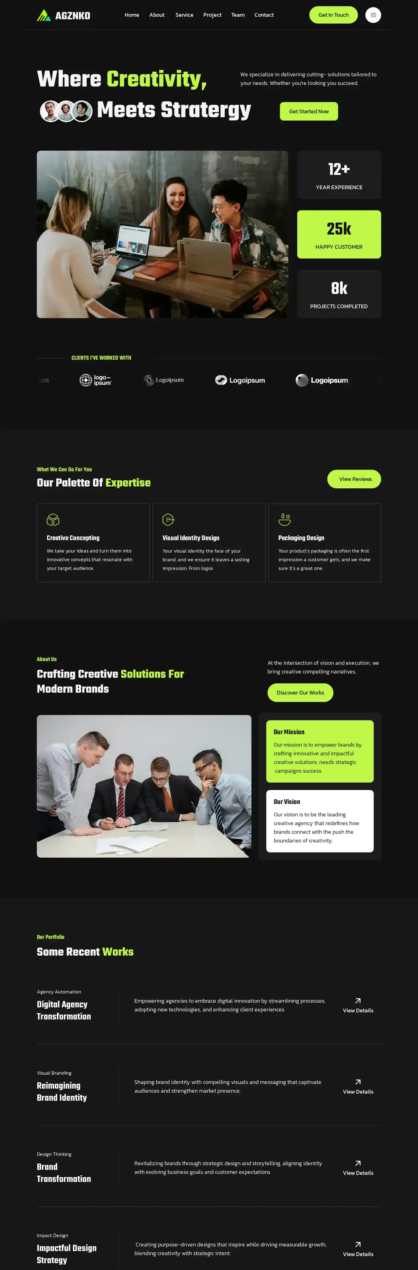 AgencyCreative home page on desktop